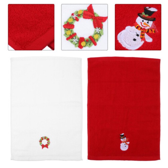 2 Pieces Embroidered Christmas Towels Decorations
